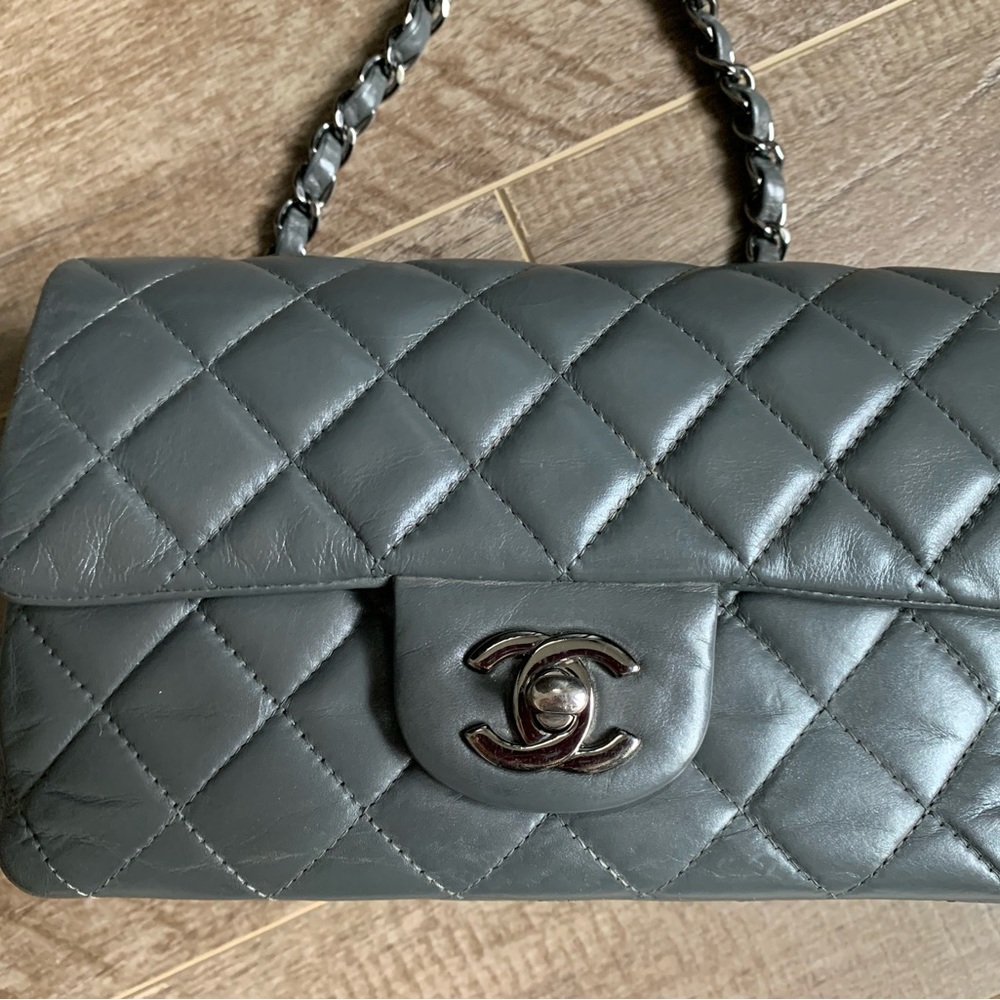 Chanel Lambskin mini rectangular in grey